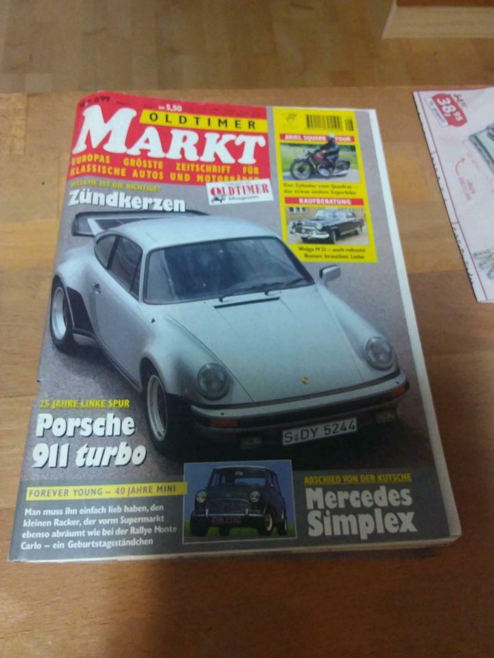 Oldtimer Markt 8/99 Porsche 911 Turbo, Harley XLCR, NSU Fox in Fischach