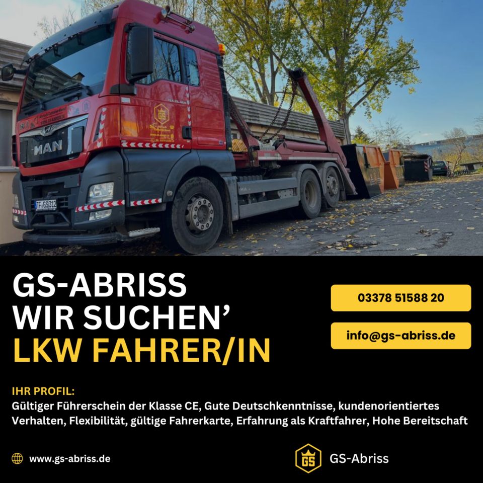 Stellenangebot für LKW-Fahrer im Nahverkehr im Abriss- und Containerdienst für Berlin Lichtenberg in Berlin