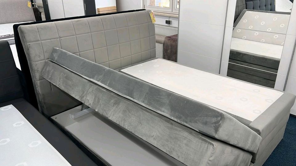 Bett Boxspringbett 180x200 cm Samt Grau mit Stauraum Möbel Wurm in Osnabrück