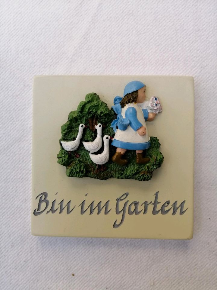 Türschild bin im Garten Keramik in Memmingen