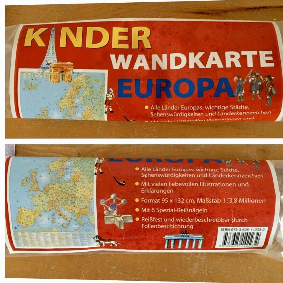 Kinder Landkarte Europa 95x132 Grundschule Kindergarten Neu in Hattingen