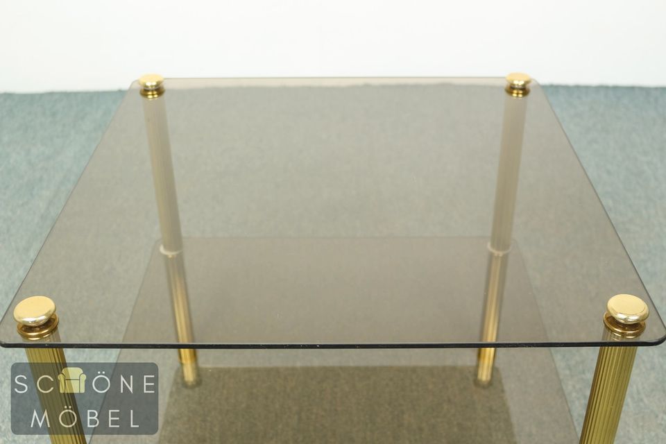 Vintage Beistelltisch Retro Glas Tisch Coffee Table Messing Couch in Berlin