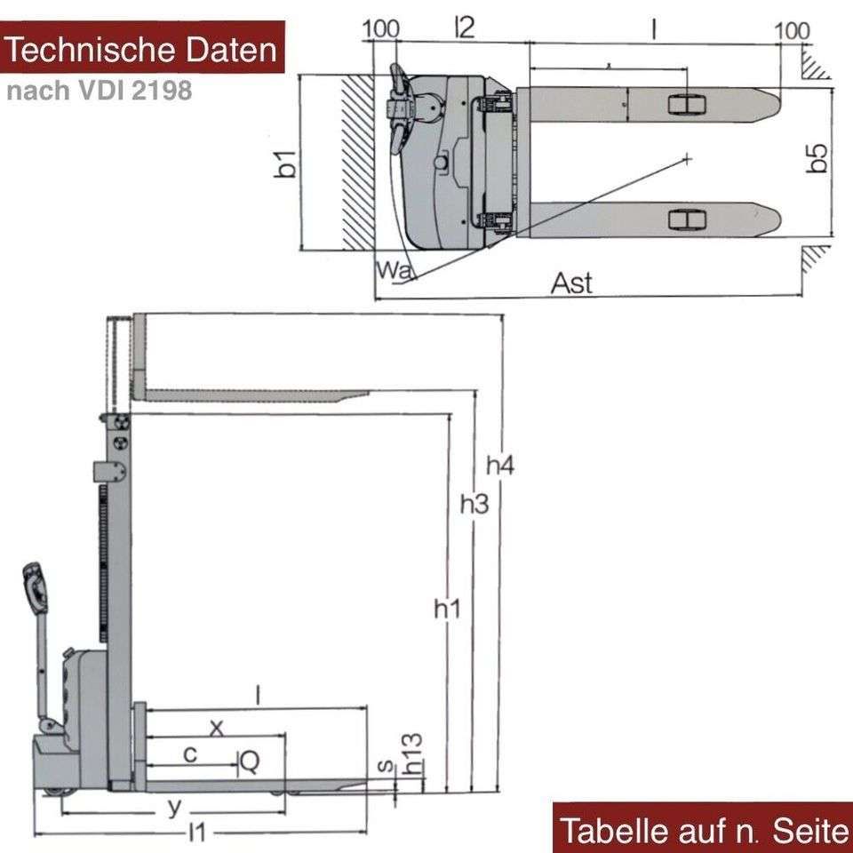 SCHORR Elektro Hochhubwagen 1200kg Hubhöhe: 2,5m / 3m / 3,5m Hubwagen Stapler Lieferung in Schüttorf