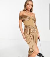 Asos Damen kleid gold Gr. S 36 schulterfrei midikleid Bayern - Schweinfurt Vorschau