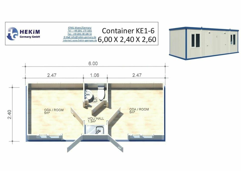 Bürocontainer Riesig 7mx3m Baucontainer Container Bausatz in Moers