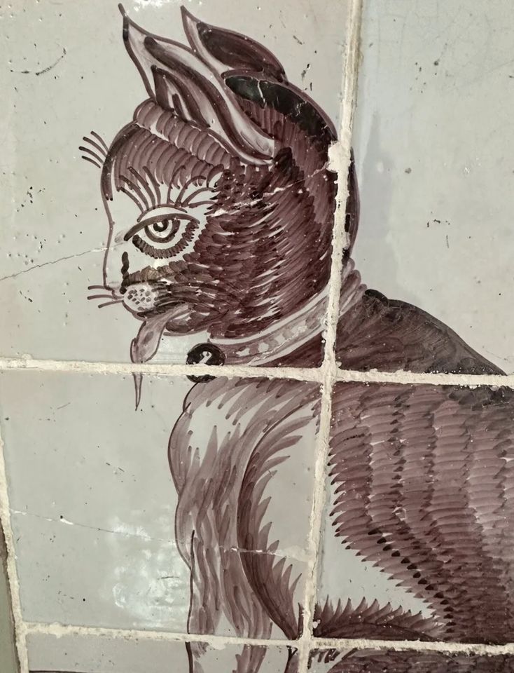 Fliesenbild Tableau Katze Fliese  selten antik alt Fliesentableau in Herzogenrath