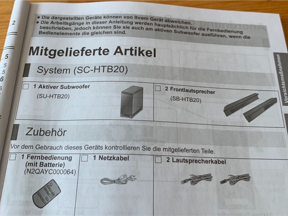 Soundbar Panasonic SU-HTB20 mit Subwoofer in Regensburg