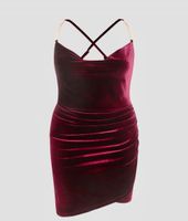 Sexy Party Kleid samt 44 Bordeaux rot Träger Gold Farbe Kette Baden-Württemberg - Rottweil Vorschau