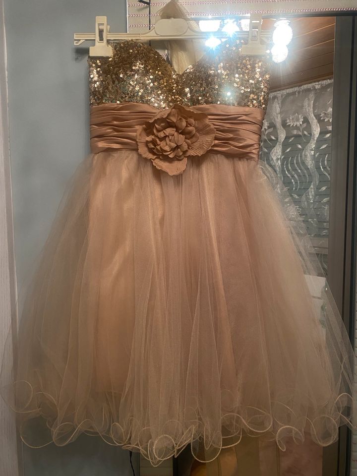 Kurzes Abendkleid / Gold Glitzer in Leonberg