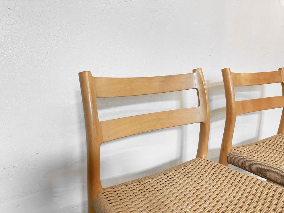 1/2 Niels O. Møller Stühle Eiche Oak Chairs Modell 84 Set 2 1955 in Berlin