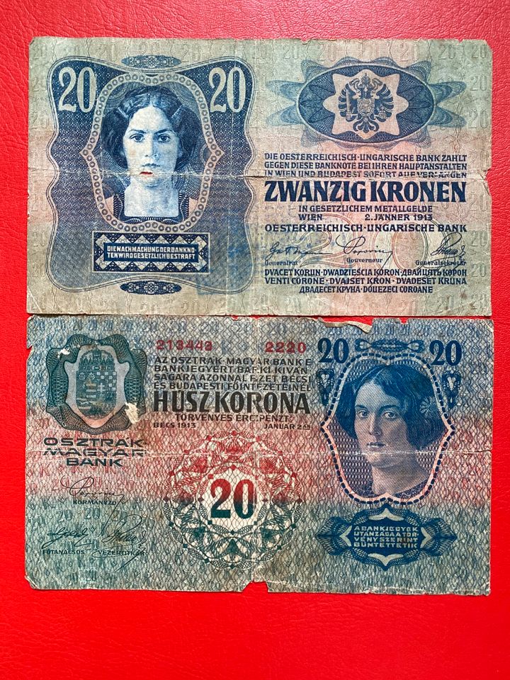 Österreich-Ungarn 2*20 Kronen Banknoten 1913 in Lübeck