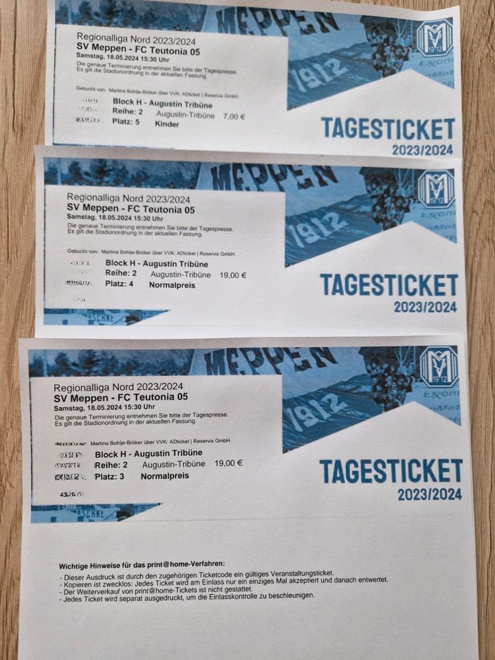 Meppen gegen Teutonia Tickets in Werlte 