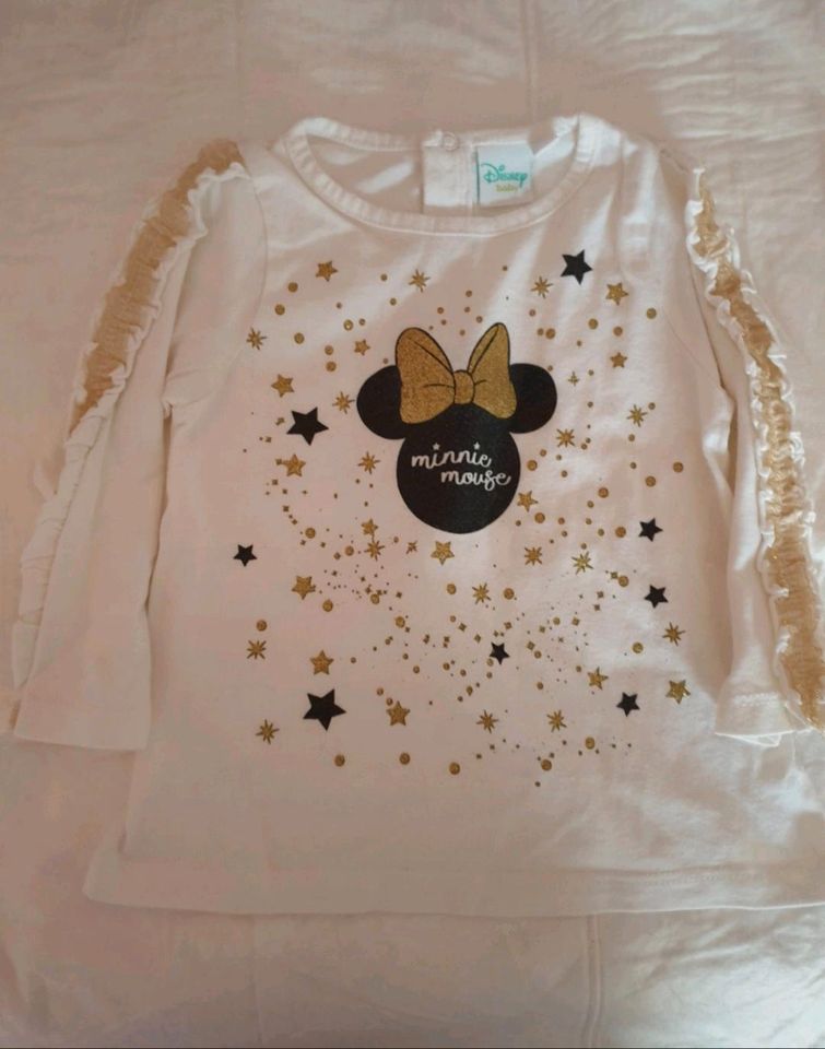 Langarmshirt weiß/gold minnie mouse Größe 6 Monate in Illingen