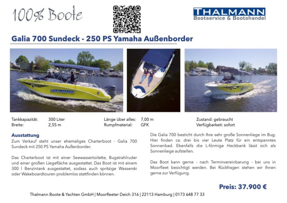 Galia 700 mit 250 PS Yamaha Außenborder mit elektr. Schaltung in Hamburg