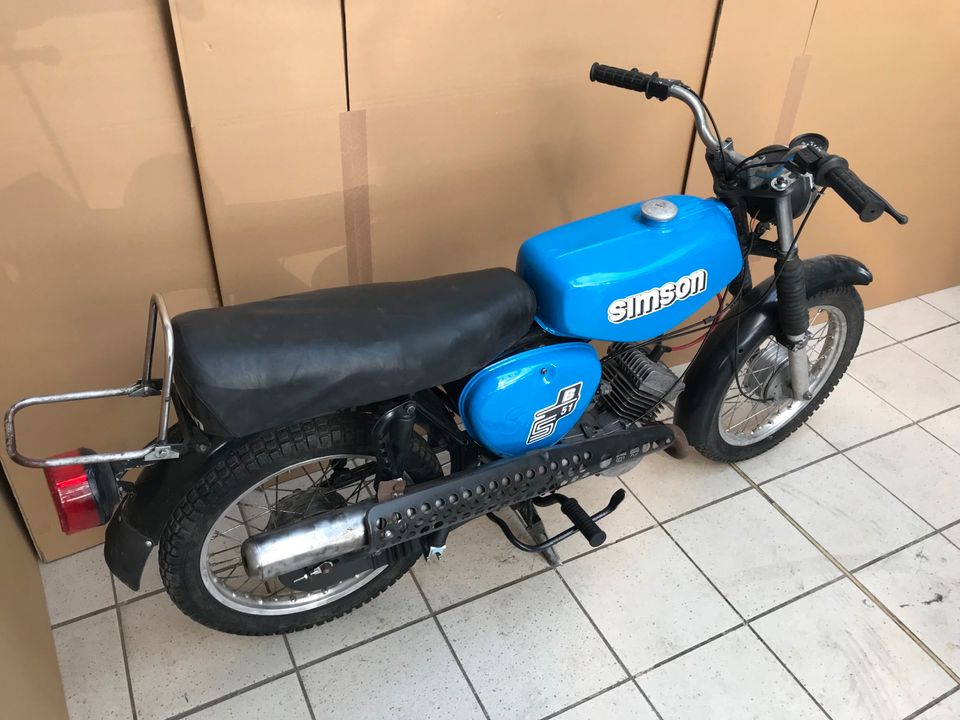 Simson S51 S51N blau 1983 M500 Motor läuft Bastler Enduro Auspuff in Calbe (Saale)