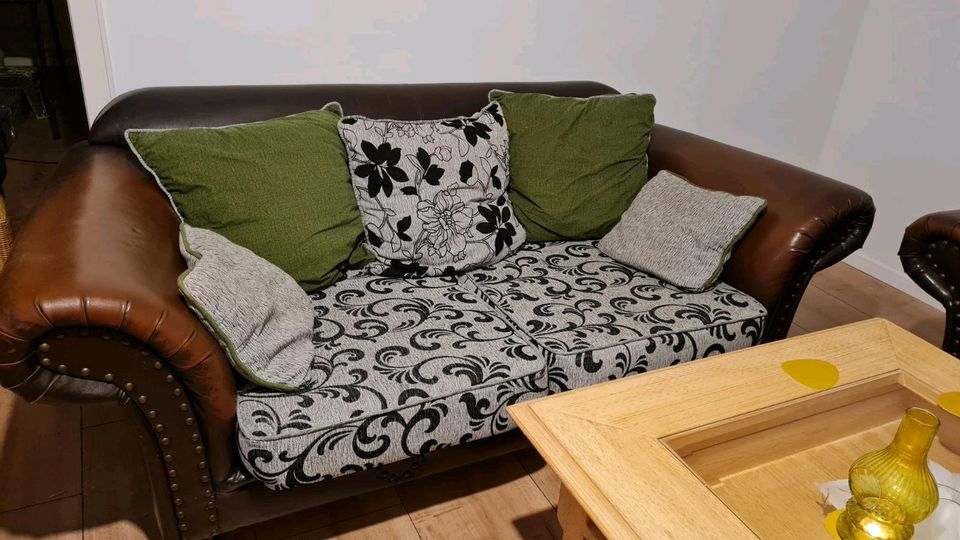 Sofa set 3 2 1 Big kolonial Ohrensessel Couch Echt Leder in Herten