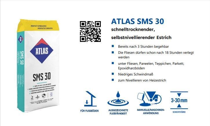 ATLAS SMS 30 Ausgleichsmasse Nivelliermasse  25Kg 19,50€ in Bochum
