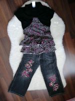 Set Jeans Hose Bluse Shirt schwarz grau pink 110 116 Mädchen Vola Bayern - Erlenbach am Main  Vorschau