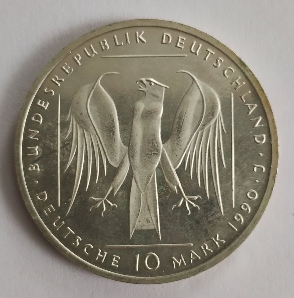 10 DM Silbermünze 0,625 Silber 1990 800 Jahre Deutscher Orden in Trogen