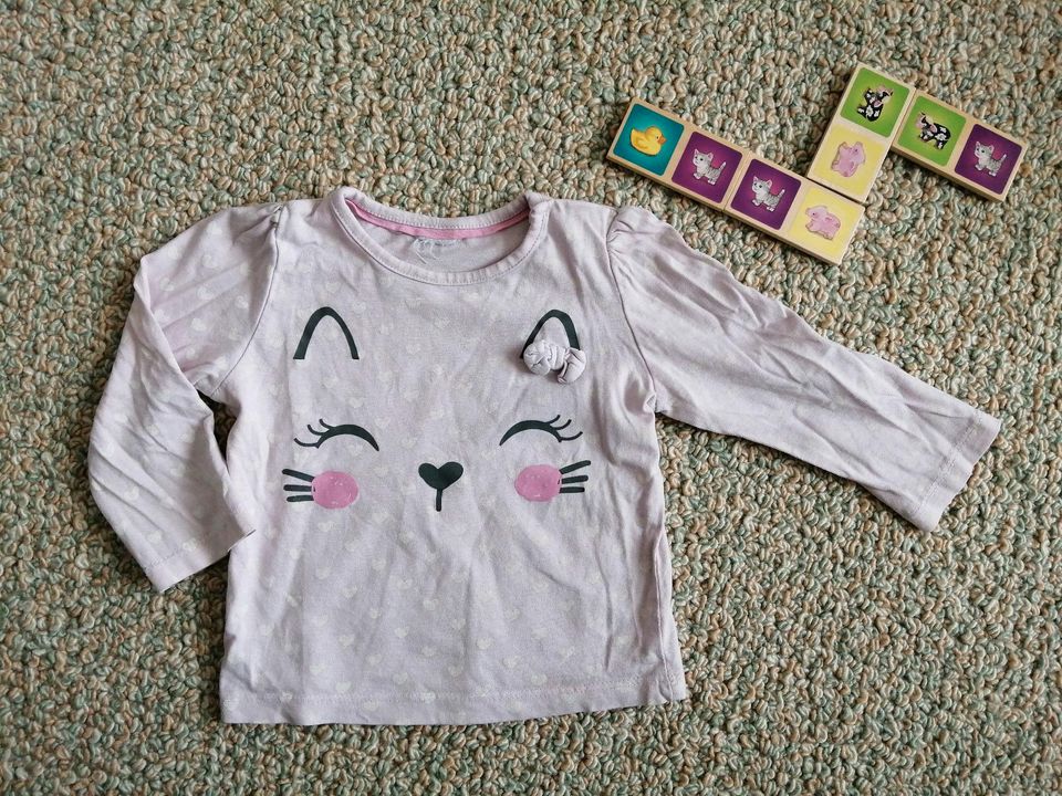 Langarmshirt, Longsleeve, Pullover dünn 74. Rosa, Herzen, Katze. in Wasserburg am Inn