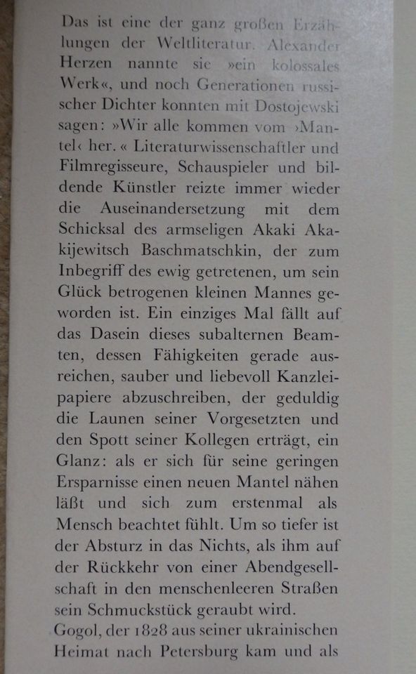 "Der Mantel", Gogol, Erzählung der Weltliteratur, 1966 in Dresden