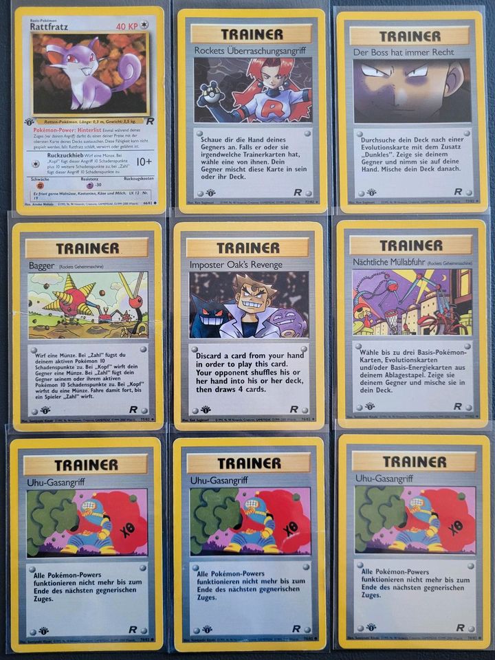 Pokemon Team Rocket 1. Editon Karten in Ascha