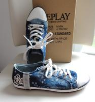REPLAY Damen Sneaker jeans blau weiß Stoff Leder Gr.37 wie Neu Rheinland-Pfalz - Trier Vorschau