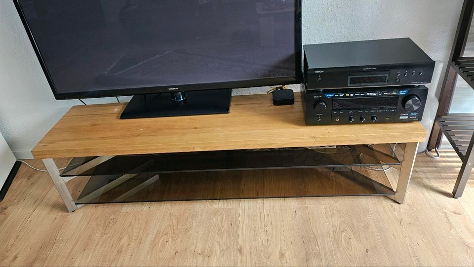 TV Regal / TV Rack in Holz, Edelstahl und Glas in Minden