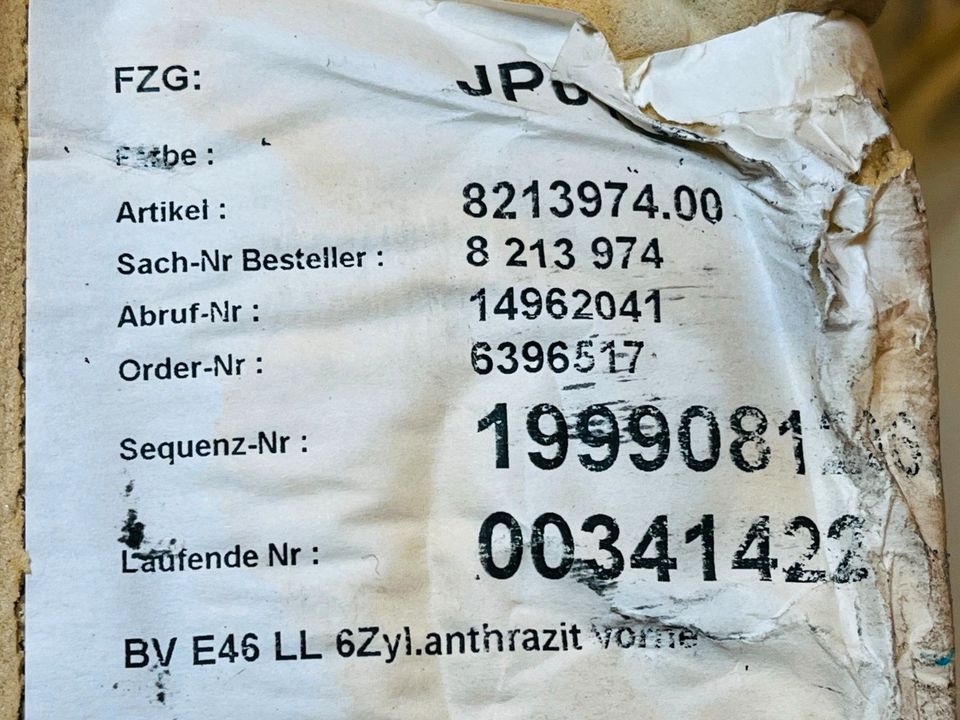 BMW E46 Coupe Teppich Vorne 6 Zylinder Anthrazit 8213974 in Bad Doberan