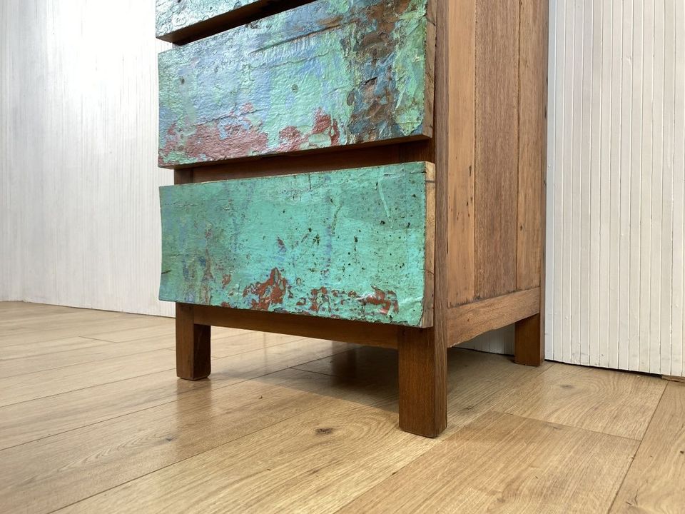 Boatwood by WMK # Hochwertige Schubladenkommode aus altem Bootsholz, ein handgefertigtes Unikat aus massivem Teakholz # Schrank Kommode Wäschekommode Board Flurkommode Teak Upcycling in Berlin