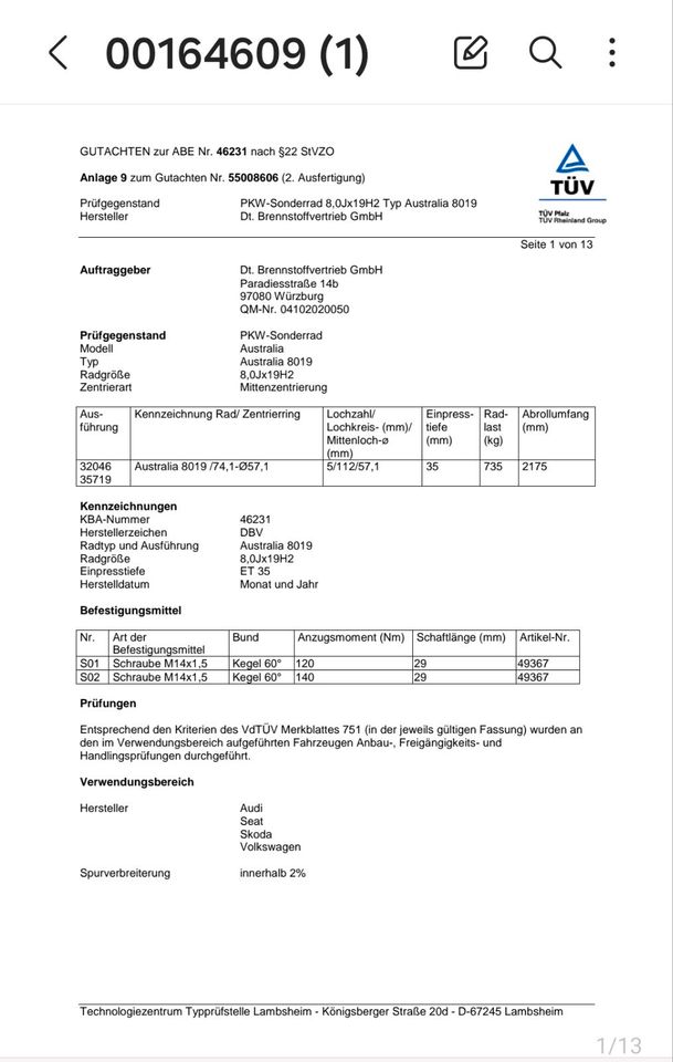 DBV Felgen 8x19Zoll 5x112 kompletträder Audi VW Seat Skoda in Tettnang