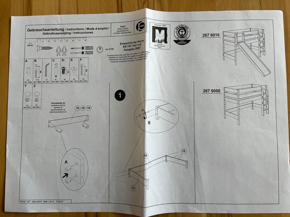 Umbauset Paidi Biancomo weiß zum Hochbett/Spielbett in Prichsenstadt