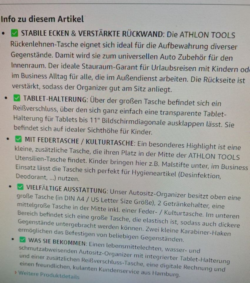 ATHLON TOOLS Autositz-Organizer mit integriertem Tablet-Halter in Lütjenburg
