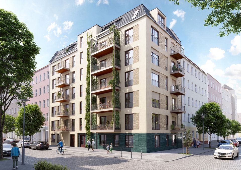 KfW-förderfähig: 3-Zimmer-Dachgeschosswohnung mit großer Wohnküche und Terrasse im Holzhybridneubau + Geothermie in Berlin