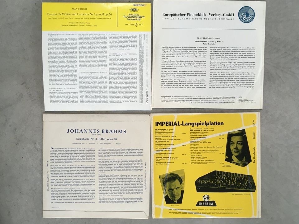 4 Schallplatten LPs Vinyls 60s Schallplatten Bruch Brahms Haydn S in Osloß