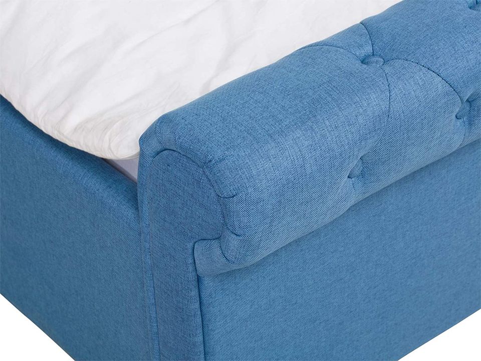 Chesterfield Bett Stoff blau Liegefläche 180x200 in Ronneburg