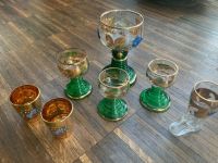 Vintage 7 coole Schnaps-/Likörgläser Souvenirs Gold Swarovski Bayern - Wilhermsdorf Vorschau