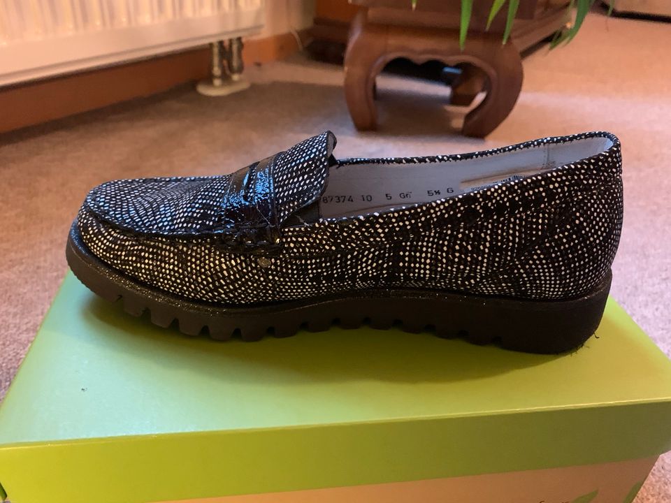 WALDLÄUFER Habea schwarz Mokassin Leder Damenschuh Slipper Gr 5,5 in Berlin