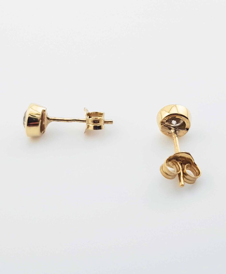 Gold Ohrstecker Diamanten 0,4 ct.  | Ø 0,6 | 14 Kt. 585 Gelbgold | Brillantohrstecker - G 1582 in Regensburg