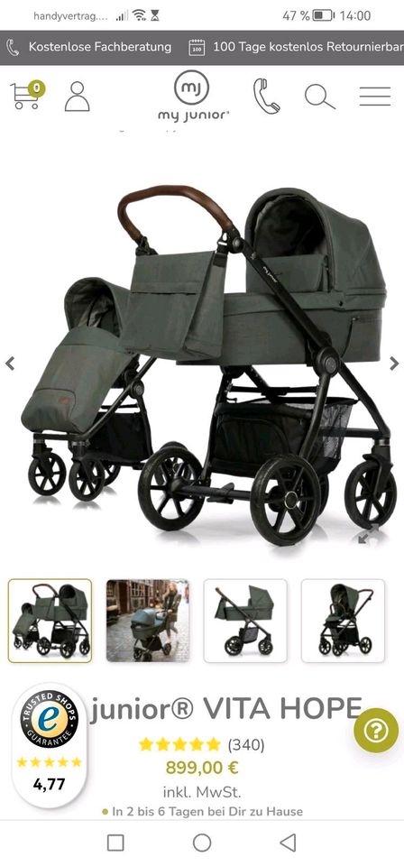 Myjunior Kinderwagen Vita Hope grün in Niederwinkling