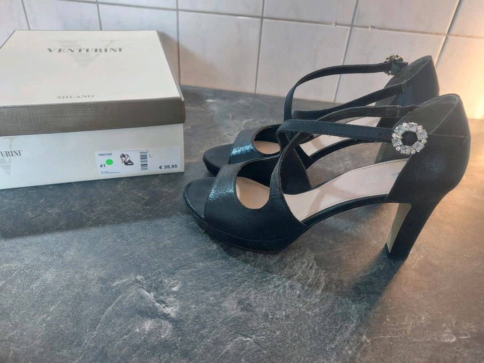 Venturini Pumps High Heels Peeptoes schwarz 41 mit Strass in Dortmund