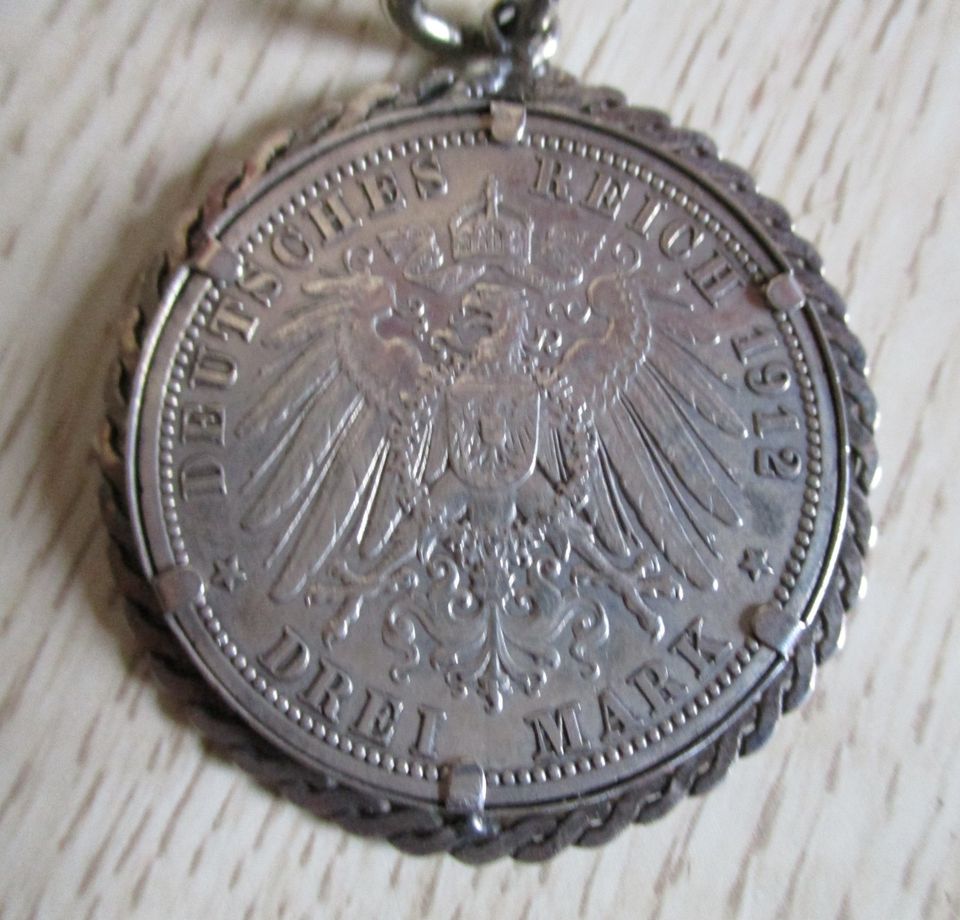 Münzanhänger Silber 3 Mark Kaiser Wilhelm 1912 Münze o. Kette in Lauda-Königshofen