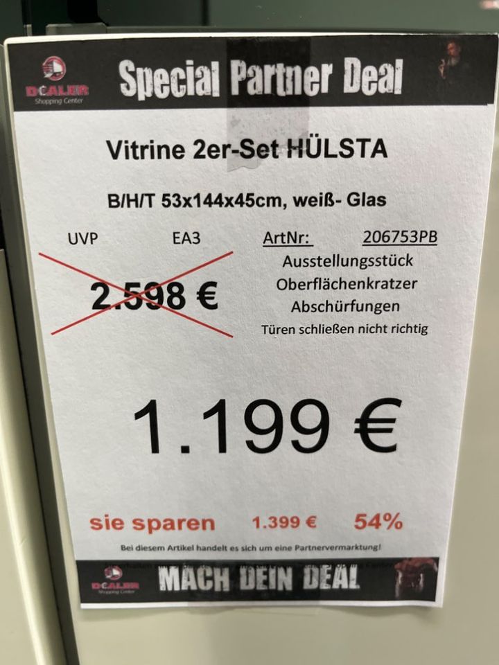 WSV Vitrine 2er Set Hülsta / Stauraumelement statt 2598€ in Zeitz