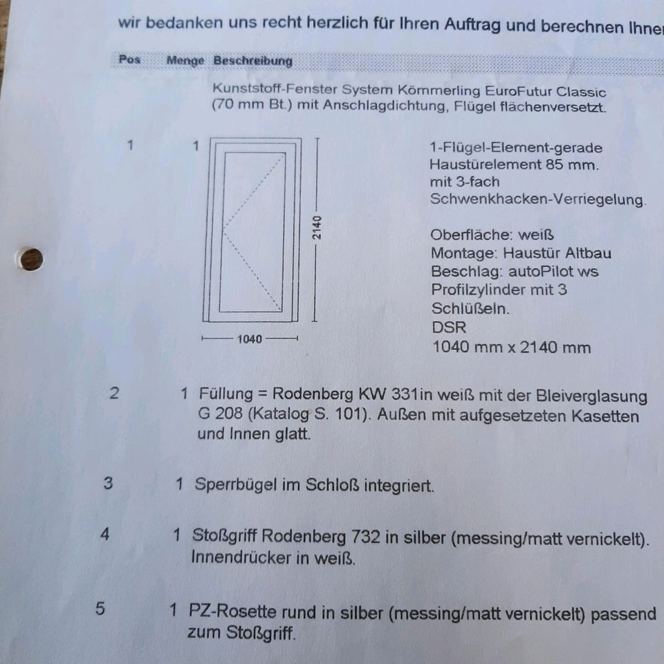 Haustüre Rodenberg 2,14 x 1,04m mit Sicherheitsschloss in Waldfeucht