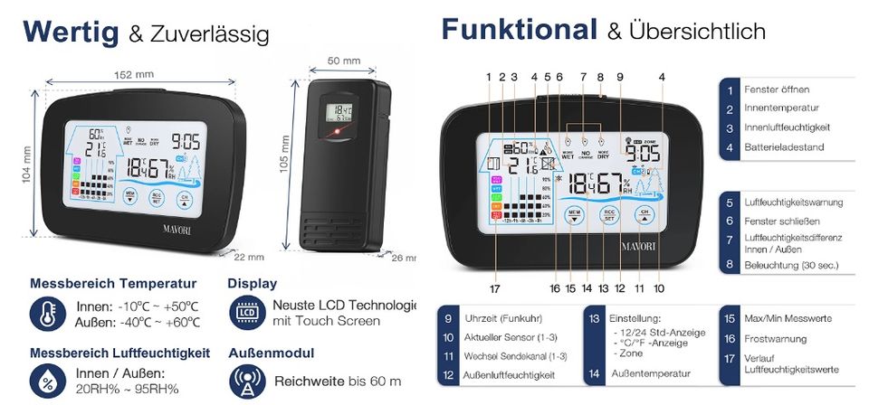 Vielseitiges Thermometer für Innen/Außen - Jetzt Kaufen!