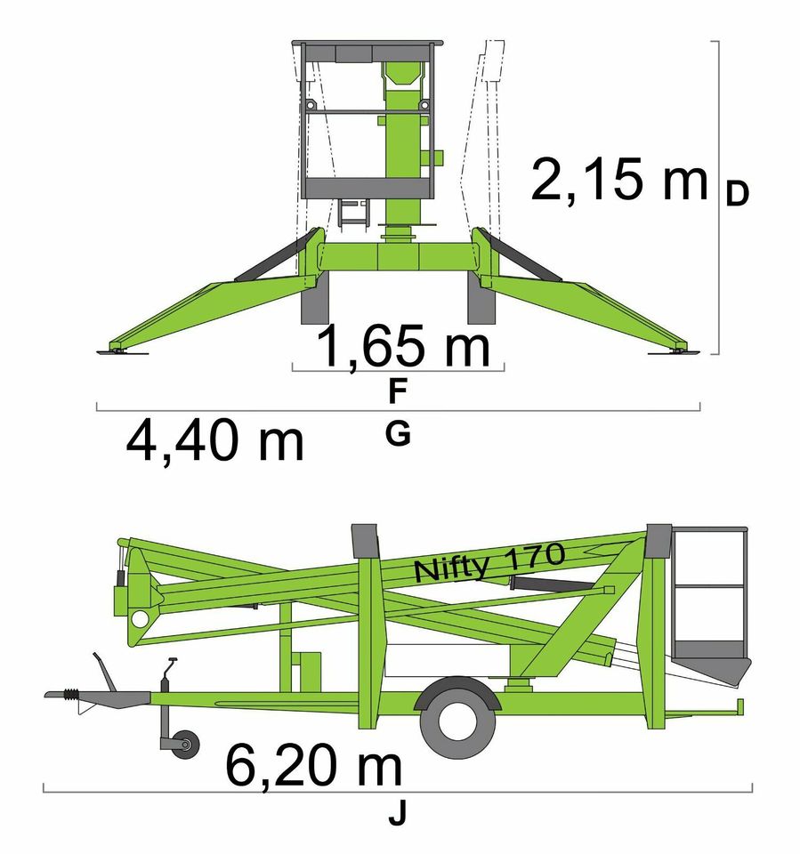 Nifty 170 Hubsteiger Arbeitsbühne Fahrkorb mieten in Duisburg
