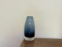 60er Riihimaki  / Riihimaen Glas Vase Rauchblau Mid Century Baden-Württemberg - Mannheim Vorschau