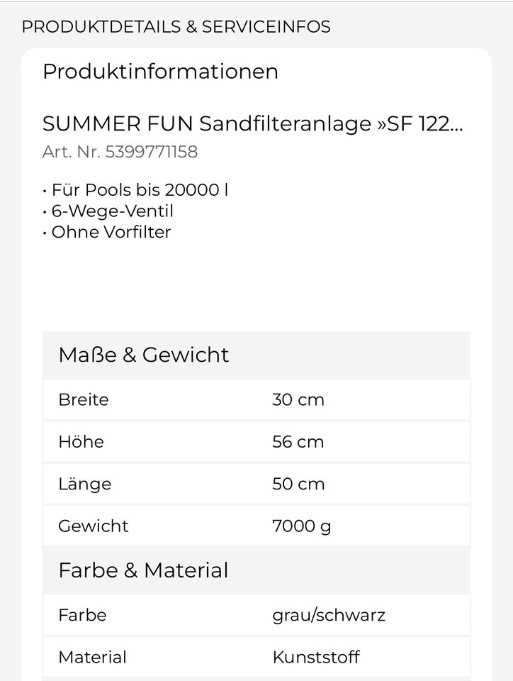 SUMMER FUN Sandfilteranlage »SF 122«, 4000 l/h in Niedereschach