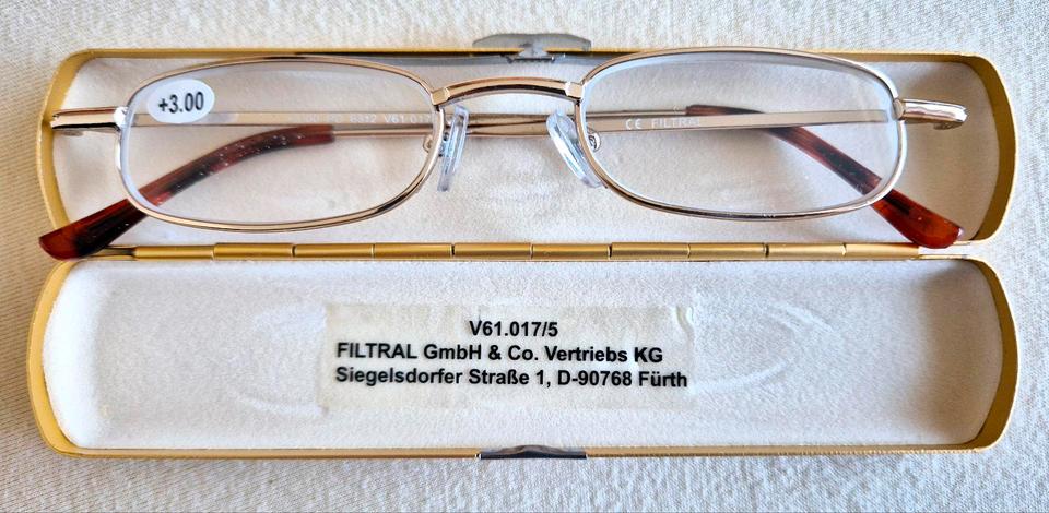 NEU-wertige Filtral Lesebrille / Lesehilfe +3 Dioptrien mit Etuis in Fürstenfeldbruck
