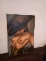Schönes detailverliebtes Gemälde Akt "Frau mit Hut" 40x60 cm Sachsen - Böhlen Vorschau